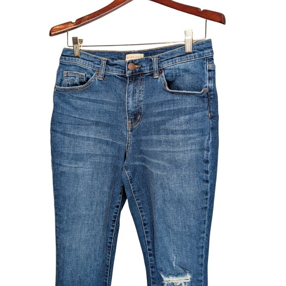 Oliver Logan Women's Size 10 Jeans Blue Crosby Relaxed Taper Distressed Raw Hem - Picture 2 of 9